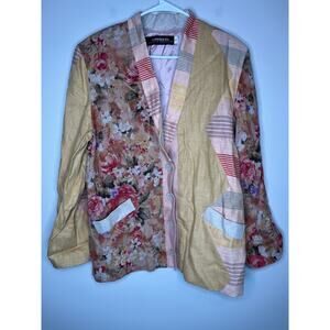 Canvas Backs Lutton & Horsfield Pastel Floral Patchwork Quilted Linen Blazer M